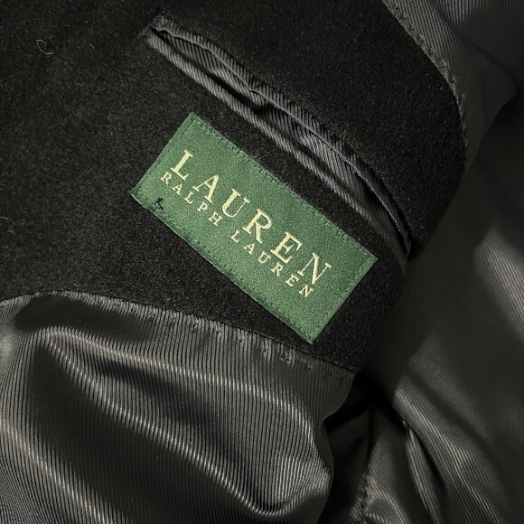 Lauren Ralph Lauren Overcoat Wool Cashmere Black Size 44R Italy Fabric Woven - Picture 3 of 8